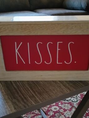 Rae Dunn Red "KISSES." Wood Accent Sign